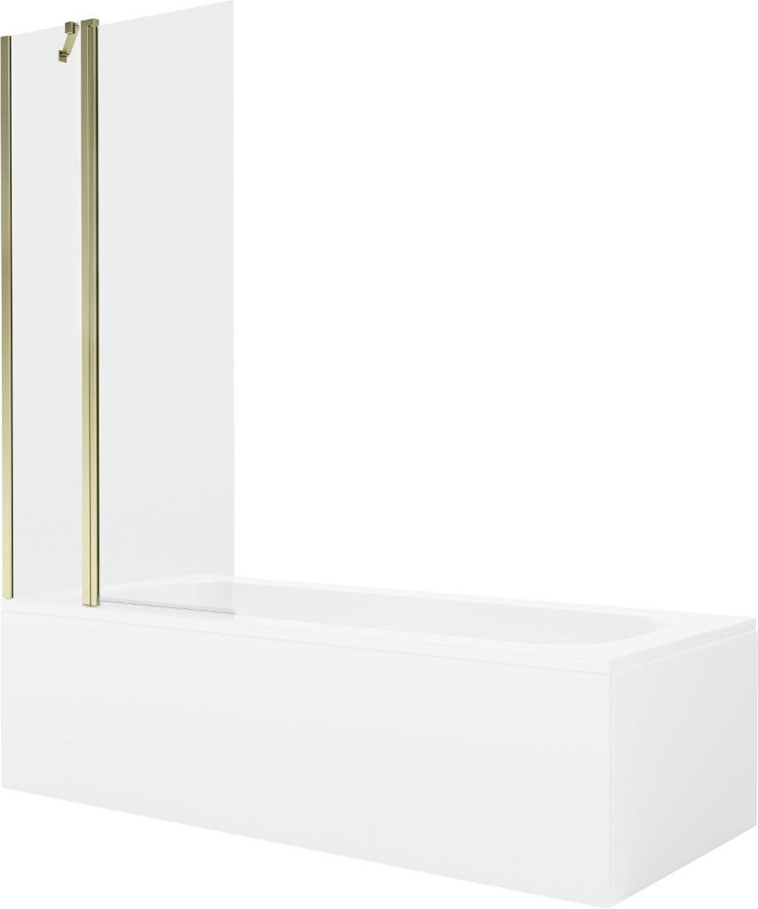 MEXEN/S Vega obdélníková vana 150 x 70 cm s panelem + vanová zástěna 80 cm, transparent, zlatá 550115070X9408115000