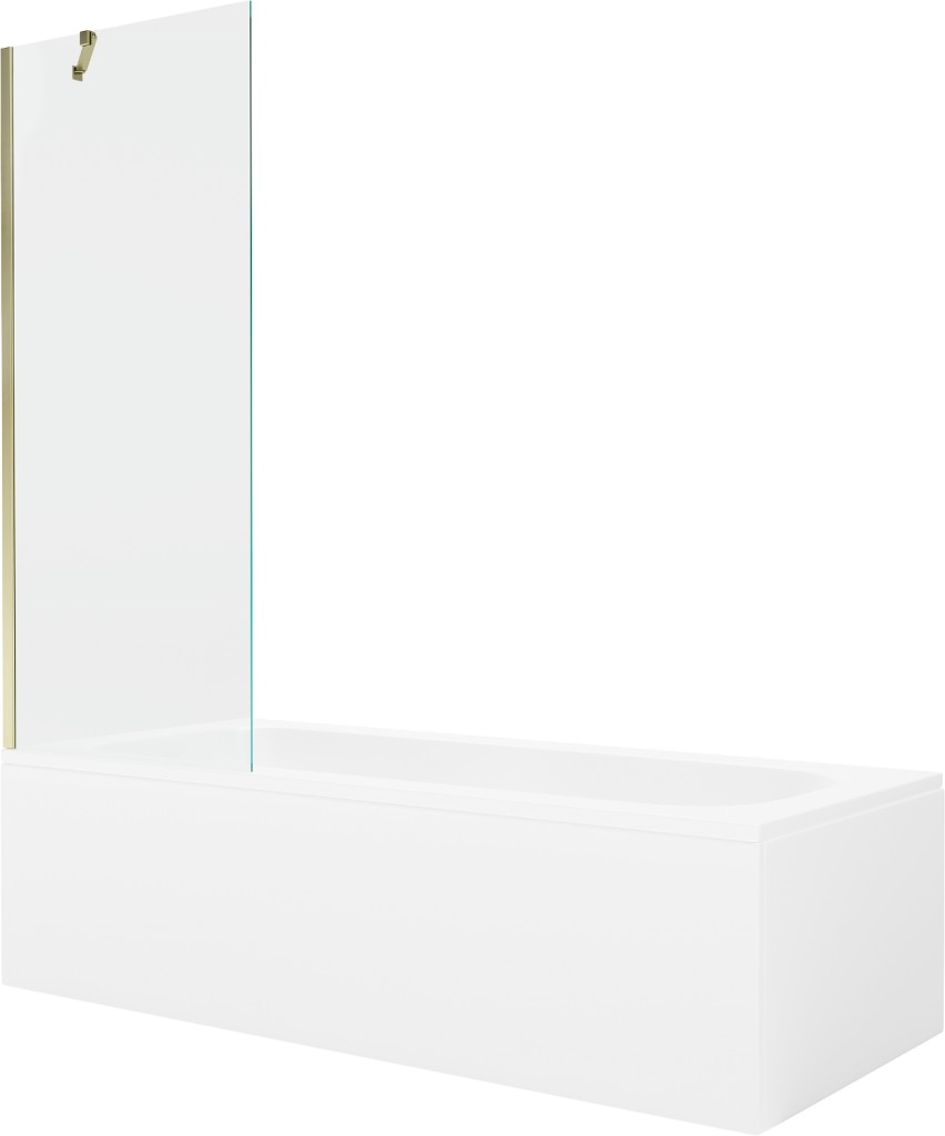 MEXEN/S Vega obdélníková vana 150 x 70 cm s panelem + vanová zástěna 70 cm, transparent, zlatá 550115070X9507000050