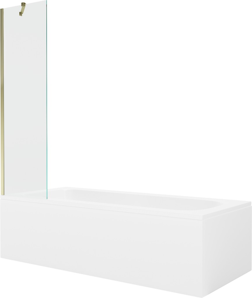 MEXEN/S Vega obdélníková vana 170 x 70 cm s panelem + vanová zástěna 50 cm, transparent, zlatá 550117070X9505000050