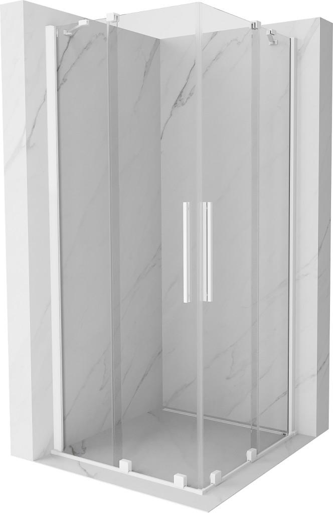 MEXEN/S Velar Duo čtvercový sprchový kout 100 x 100, transparent, bílá 871-100-100-02-20