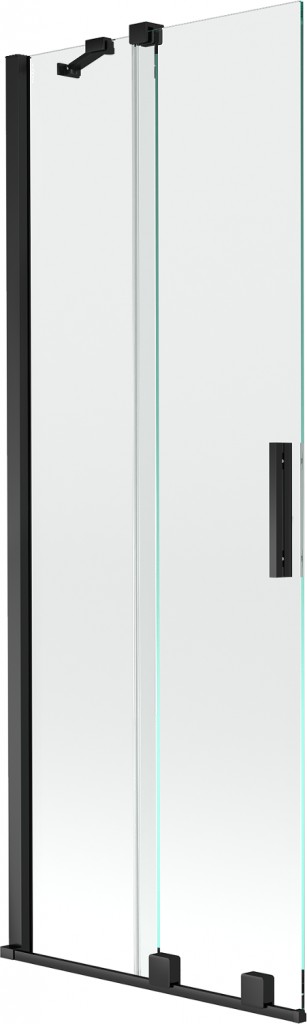 MEXEN/S Velar Dvoukřídlá posuvná vanová zástěna 75 x 150 cm, transparent, černá 896-075-000-01-70