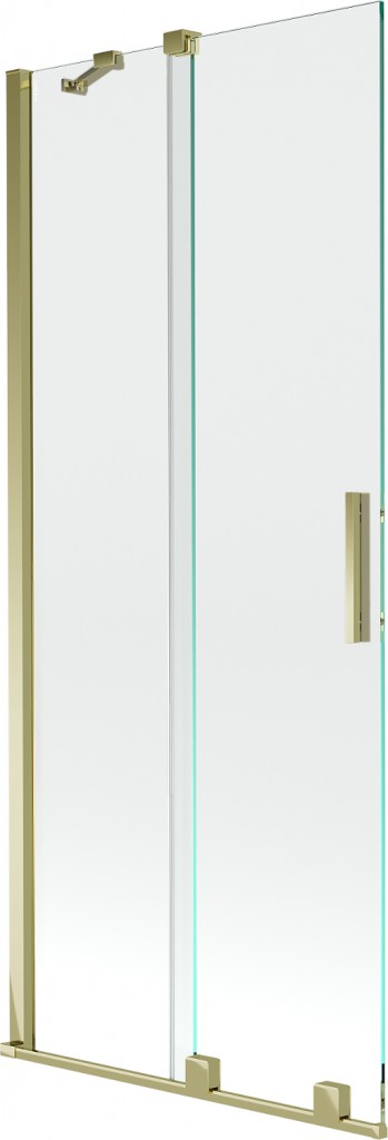 MEXEN/S Velar Dvoukřídlá posuvná vanová zástěna 80 x 150 cm, transparent, zlatá 896-080-000-01-50