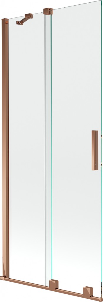 MEXEN/S Velar Dvoukřídlá posuvná vanová zástěna 80 x 150 cm, transparent, růžové zlato 896-080-000-01-60