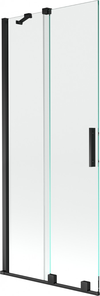 MEXEN/S Velar Dvoukřídlá posuvná vanová zástěna 85 x 150 cm, transparent, černá 896-085-000-01-70