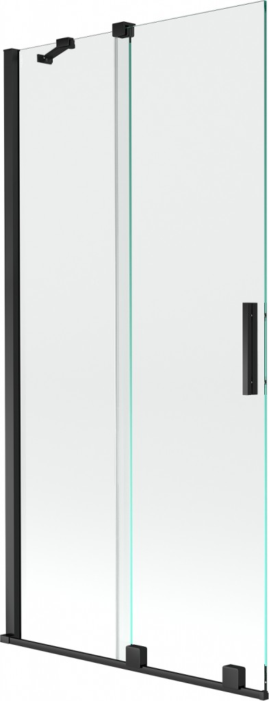 MEXEN/S Velar Dvoukřídlá posuvná vanová zástěna 95 x 150 cm, transparent, černá 896-095-000-01-70