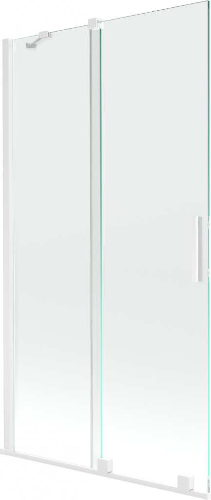 MEXEN/S Velar Dvoukřídlá posuvná vanová zástěna 100 x 150 cm, transparent, bílá 896-100-000-01-20