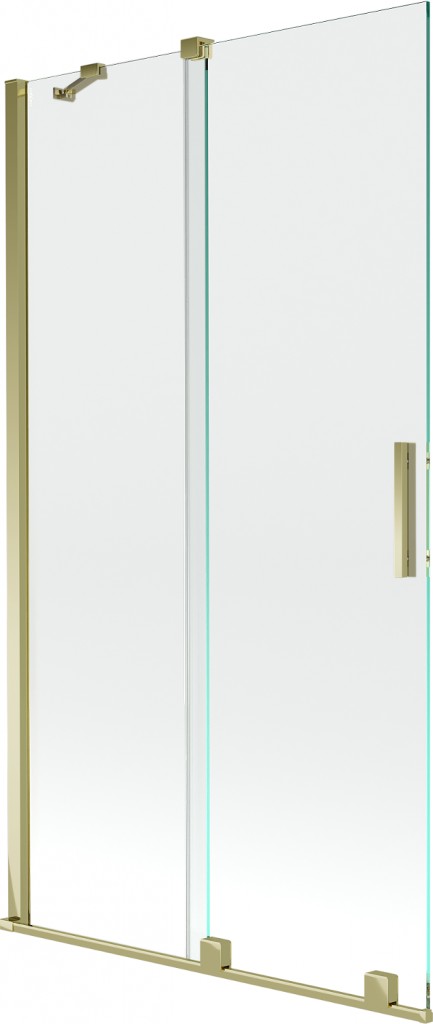 MEXEN/S Velar Dvoukřídlá posuvná vanová zástěna 100 x 150 cm, transparent, zlatá 896-100-000-01-50