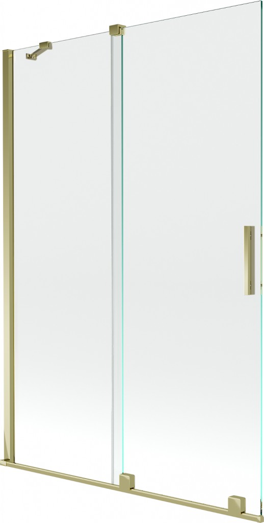 MEXEN/S Velar Dvoukřídlá posuvná vanová zástěna 120 x 150 cm, transparent, zlatá 896-120-000-01-50