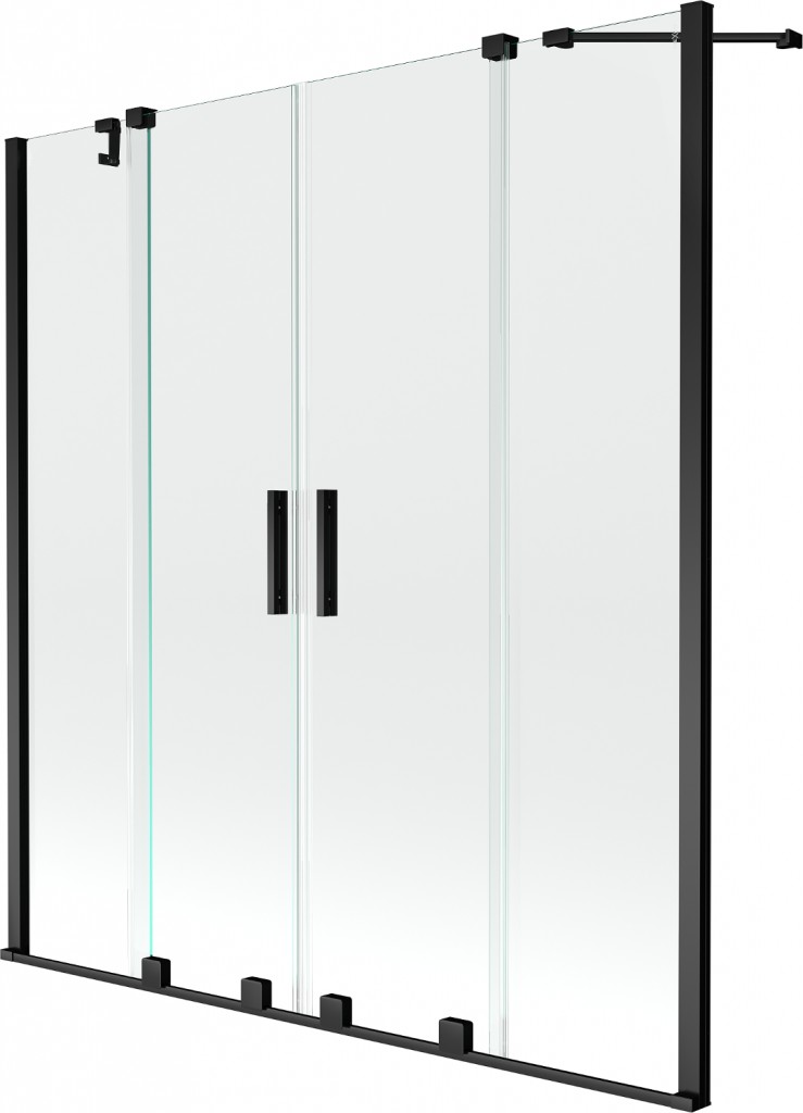 MEXEN/S Velar Duo Dvoukřídlá posuvná vanová zástěna 150 x 150 cm, transparent, černá 896-150-000-02-70