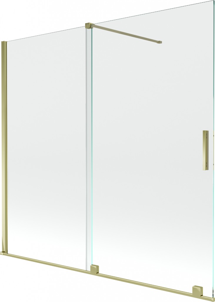 MEXEN/S Velar Dvoukřídlá posuvná vanová zástěna 170 x 150 cm, transparent, zlatá 896-170-000-01-50