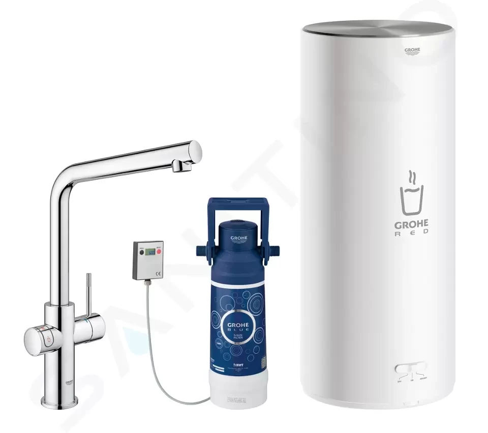 GROHE Red Dřezová baterie Duo s ohřevem vody a filtrací, zásobník M, chrom 30327001