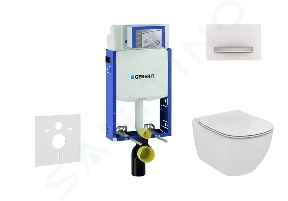 GEBERIT Kombifix Modul pro závěsné WC s tlačítkem Sigma50, alpská bílá + Ideal Standard Tesi WC a sedátko, Aquablade, SoftClose 110.302.00.5 NU8