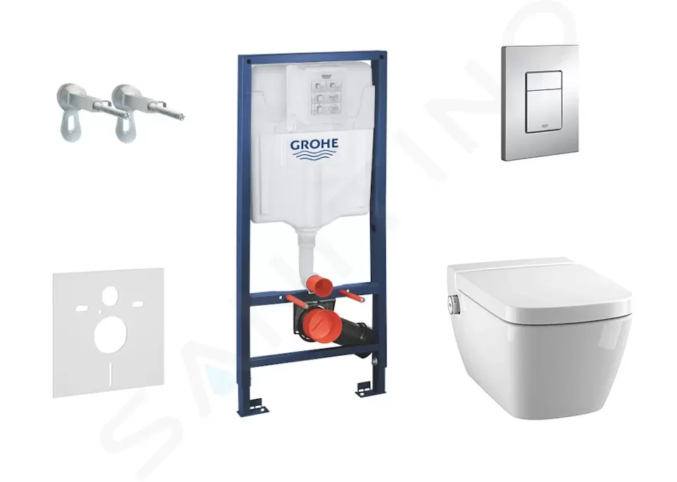 GROHE Rapid SL Set předstěnové instalace, sprchovací toalety a sedátka Tece, tlačítka Skate Cosmo, Rimless, SoftClose, chrom 38528SET-KT
