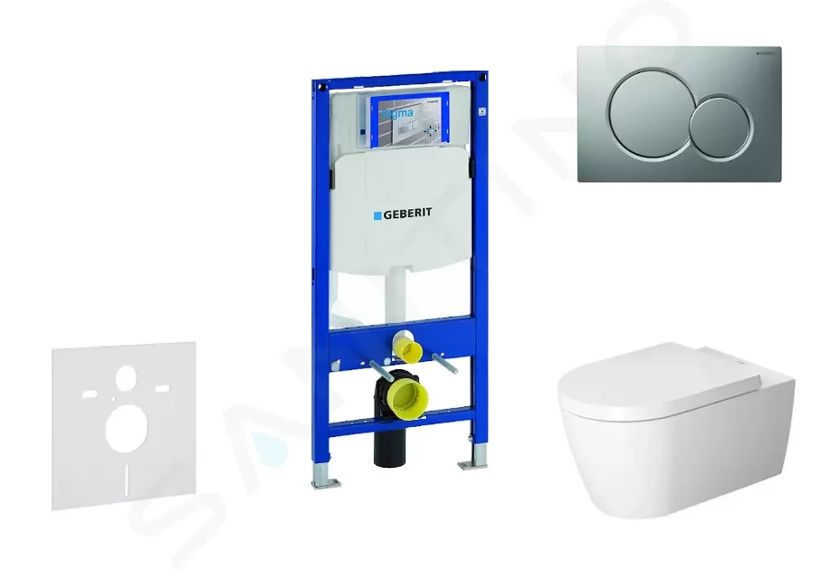 GEBERIT Duofix Modul pro závěsné WC s tlačítkem Sigma01, matný chrom + Duravit ME by Starck WC a sedátko, Rimless, SoftClose 111.300.00.5 NM3