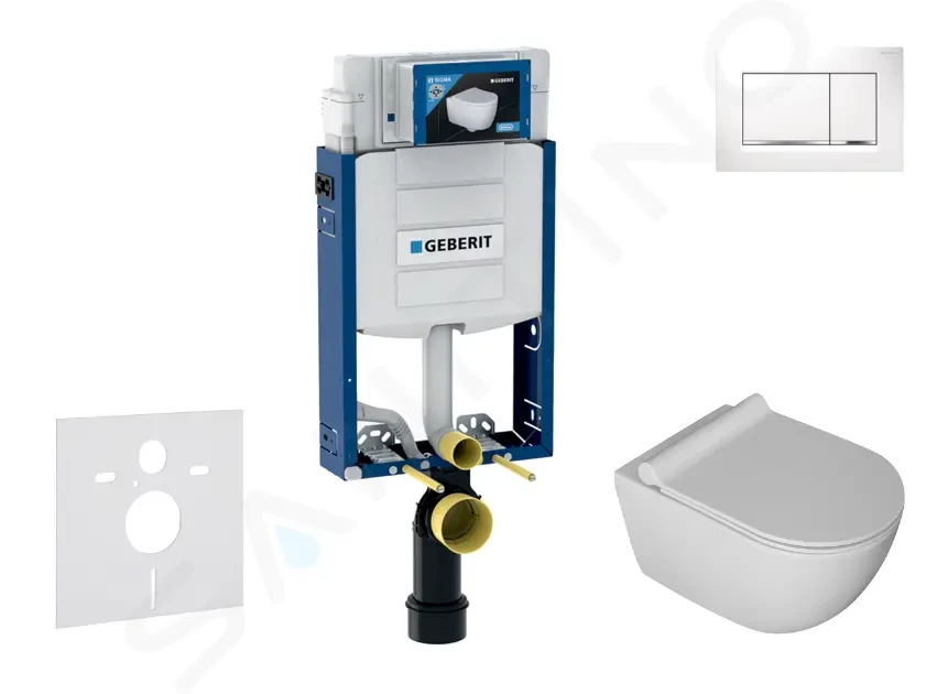 GEBERIT Kombifix Set předstěnové instalace, klozetu Gaia a sedátka softclose, tlačítko Sigma30, bílá/chrom SANI15CA3105