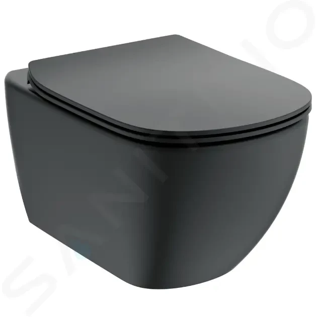 IDEAL STANDARD Tesi Závěsné WC se sedátkem softclose, Aquablade, černá T3546V3