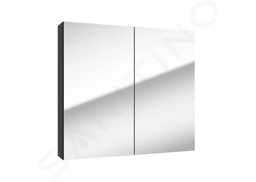 Kielle Vega Zrcadlová skříňka, 80x73x15 cm, matná černá 50118804