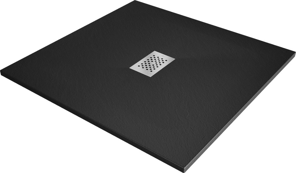 MEXEN/S Hugo sprchová vanička SMC 100 x 100, černá, krytka nerez 42701010-X