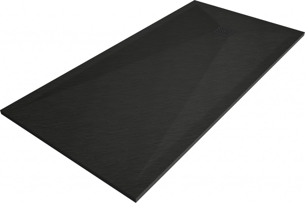 MEXEN/S Stone+ obdélníková sprchová vanička 200 x 100, černá, mřížka černá 44701020-B