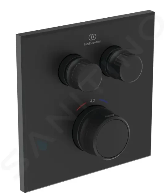 IDEAL STANDARD CeraTherm Navigo Termostatická sprchová baterie pod omítku pro 2 spotřebiče, hedvábná černá A7302XG