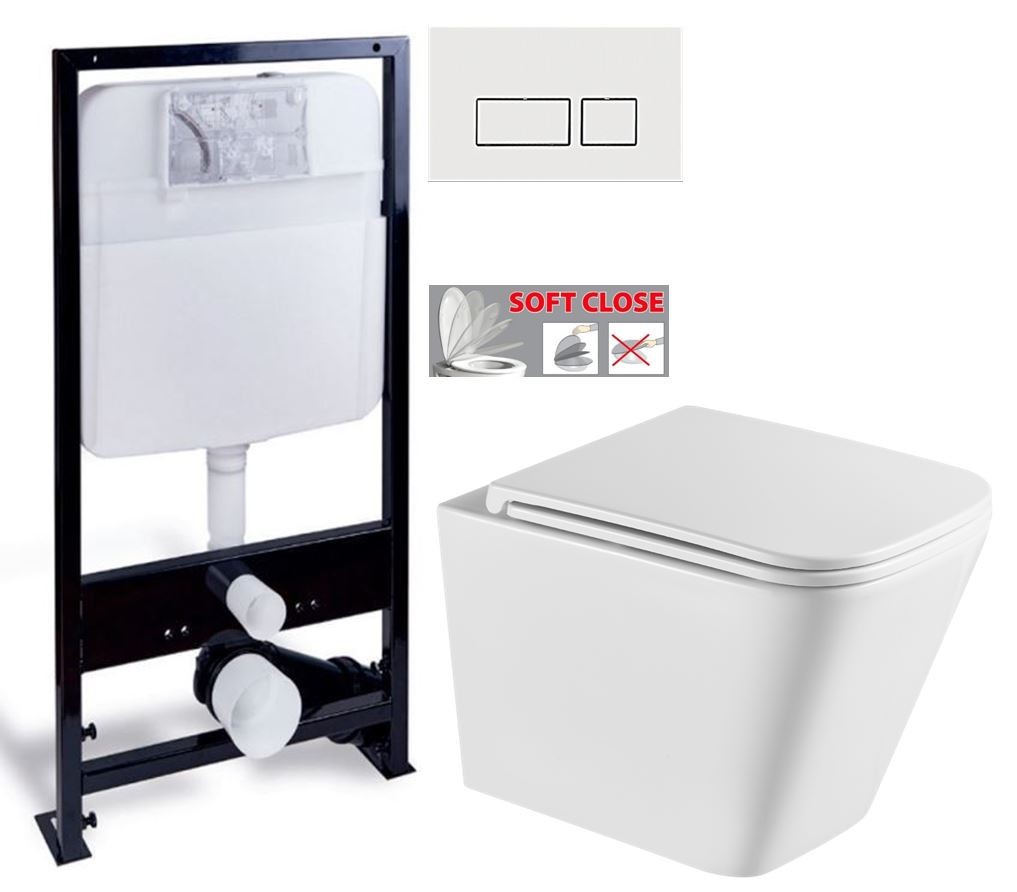 PRIM předstěnový instalační systém s bílým  tlačítkem  20/0042+ WC INVENA FLORINA WITH SOFT, včetně soft/close sedátka PRIM_20/0026 42 FL1
