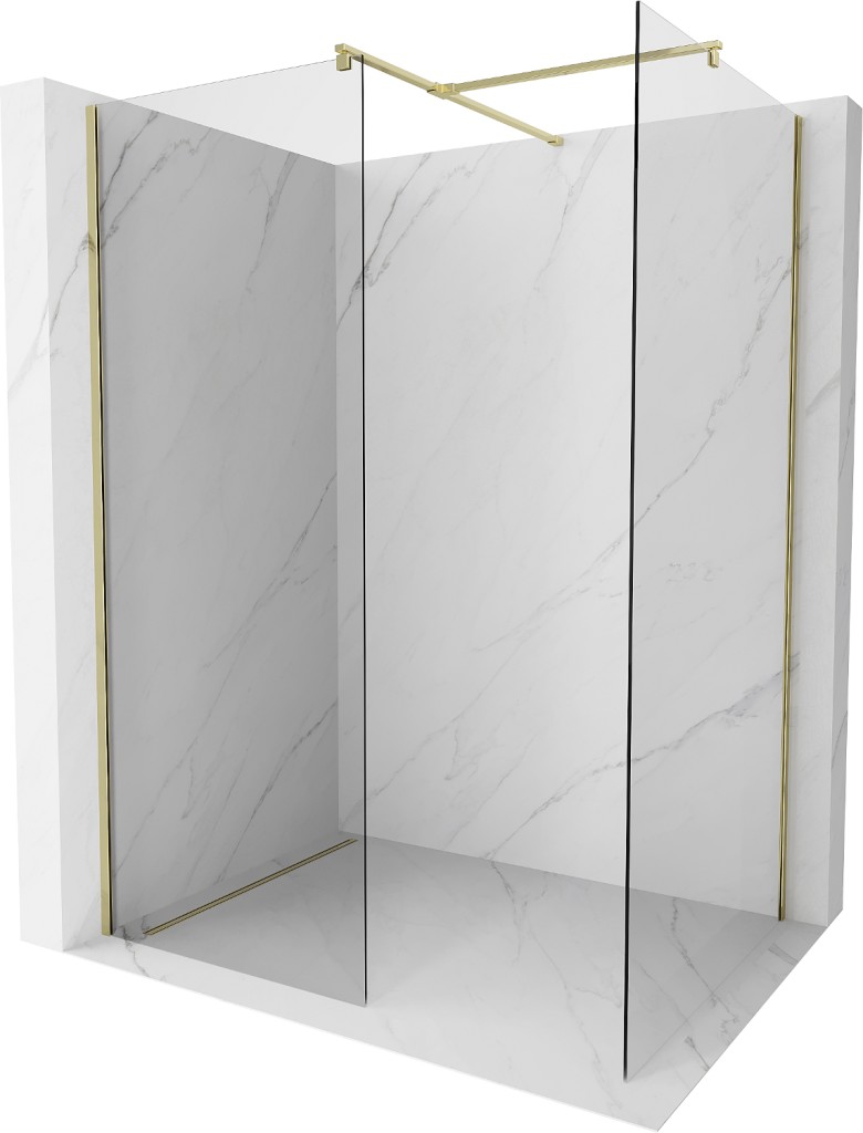 MEXEN/S Kioto Sprchová zástěna WALK-IN 155 x 70 cm, transparent, zlatá 800-155-202-50-00-070