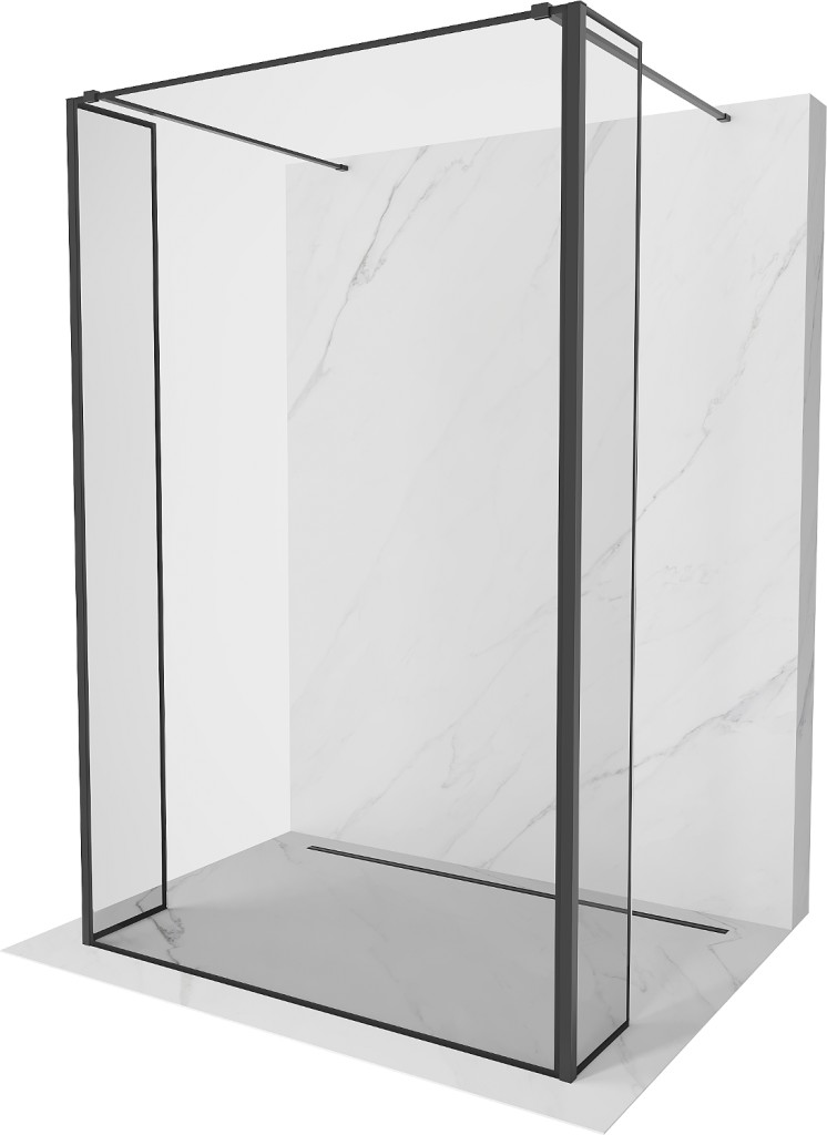 MEXEN/S Kioto Sprchová zástěna WALK-IN volněstojící 110 x 30 x 30 cm, černý vzor, černá 800-110-030-222-70-70-030