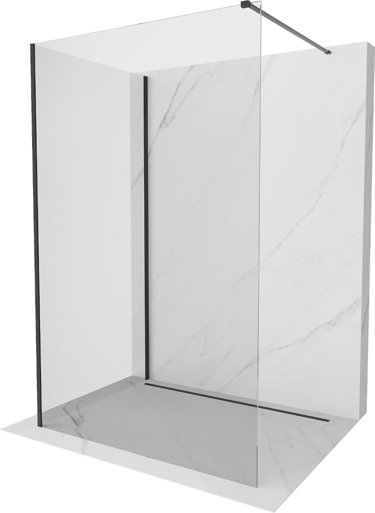 MEXEN/S Kioto Sprchová zástěna WALK-IN 130 x 100 cm, transparent, černá 800-130-212-70-00-100