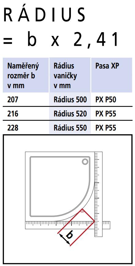 Kermi Čtvrtkruh Pasa XP P55 09020 870-900/2000 stříbrná matná ESG čiré Čtvrtkruhový sprch. kout kyvné dveře s pevnými poli (PXP55090201AK)