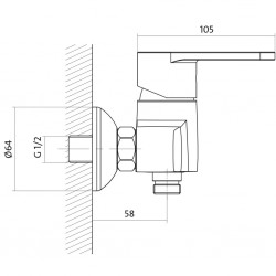 CERSANIT - Sprchová baterie CARI jednopáková, nástěnná, bez přepínače, CHROM (S951-026), fotografie 4/2
