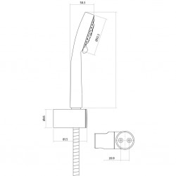 CERSANIT - Sprchová souprava s bodovým držákem LANO, 5 funkční, průměr ruční sprchy 8,5cm, kovová hadice dlouhá 150cm, s bodovým držákem a montážní sadou (S951-022), fotografie 2/2