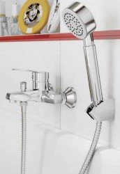 CERSANIT - Sprchová souprava s bodovým držákem ATON, 1 funkční, průměr ruční sprchy 8cm, kovová hadice dlouhá 150cm, s bodovým držákem a montážní sadou (S951-024), fotografie 6/3