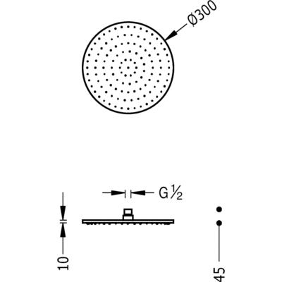 TRES - Sprchové kropítko se systémem proti usaz. vod. kamenes kloubem. Materiál Mosaz O 300 mm (13413730)