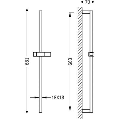 TRES - Posuvná tyč CUADRO-SLIMMateriál Mosaz, délka 663 mm (107922)