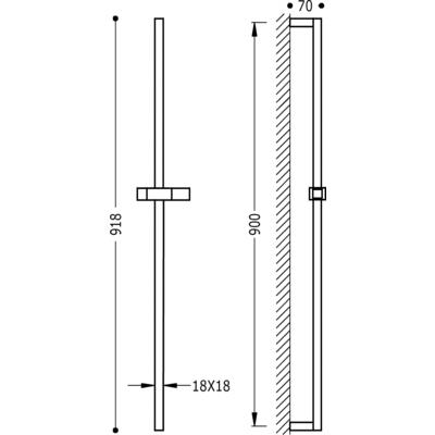 TRES - Posuvná tyč CUADRO-SLIMMateriál Mosaz, délka 900 mm (134520)