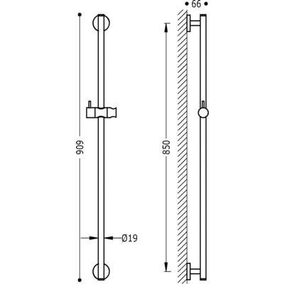TRES - Posuvná tyč MINIMAL O 19 mm, délka 850 mm (134619)