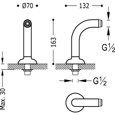 TRES - Rohový ventil vana-sprcha 2 kusy s tlumičem (24287101OR)