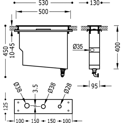 TRES - Set nádrže pro stojánkové vanové baterieSnadná montáž shora. Bez otvorů (Kód: 202.161.04, 202.161.02, 202.161.03, 202.1 (20224501)