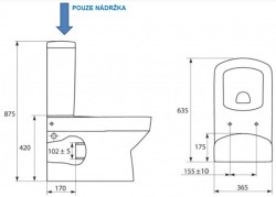 CERSANIT - Nádržka keramická PURE pro spodní napouštění bez mechanismu (K99-12X), fotografie 4/2