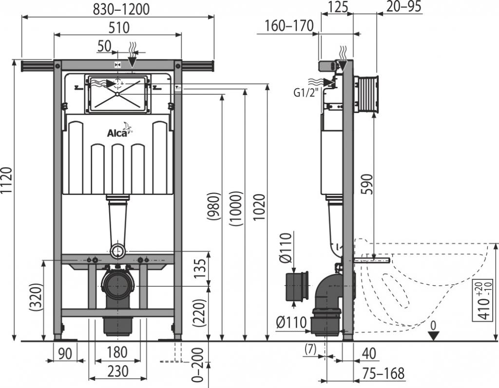ALCAPLAST  Jádromodul - předstěnový instalační systém s bílým tlačítkem M1710 + WC CERSANIT CLEANON COMO + SEDÁTKO (AM102/1120 M1710 CO1)