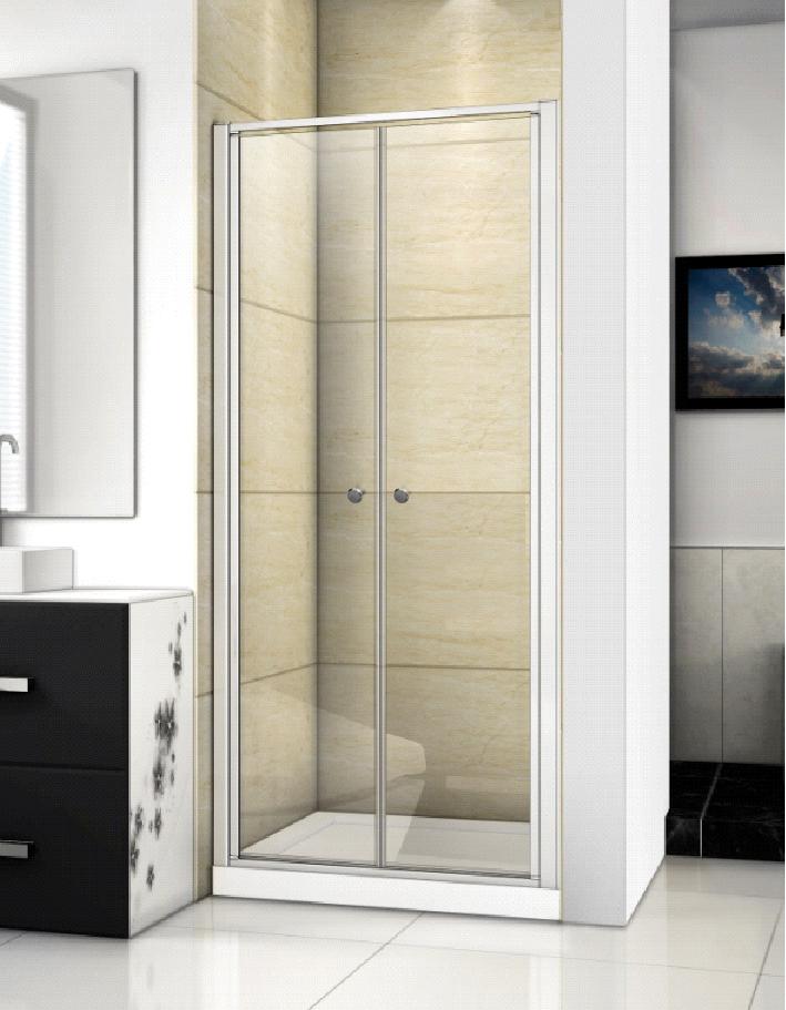 Aquatek - Family B02 CHROM Sprchové dveře do niky dvoukřídlé, 77-81 x 190cm, výplň sklo - grape (FAMILYB0280-19)