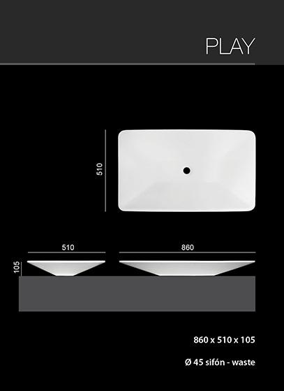 Aquatek - PLAY umyvadlo z litého mramoru 60x46 cm, bílé (PLAY)