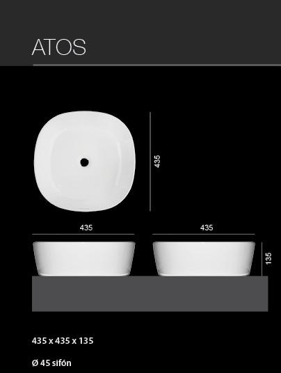 Aquatek - ATOS umyvadlo se zaoblenými rohy 43,5 x 43,5 x 13,5 cm (ATOS)