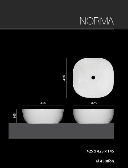Aquatek - NORMA umyvadlo se zaoblenými rohy 42,5 x 42,5 x 14,5 cm (NORMA)