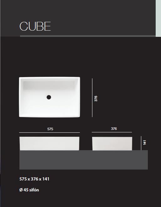 Aquatek - CUBE umyvadlo z litého mramoru 57,5x 37,5 cm, bílé (CUBE)