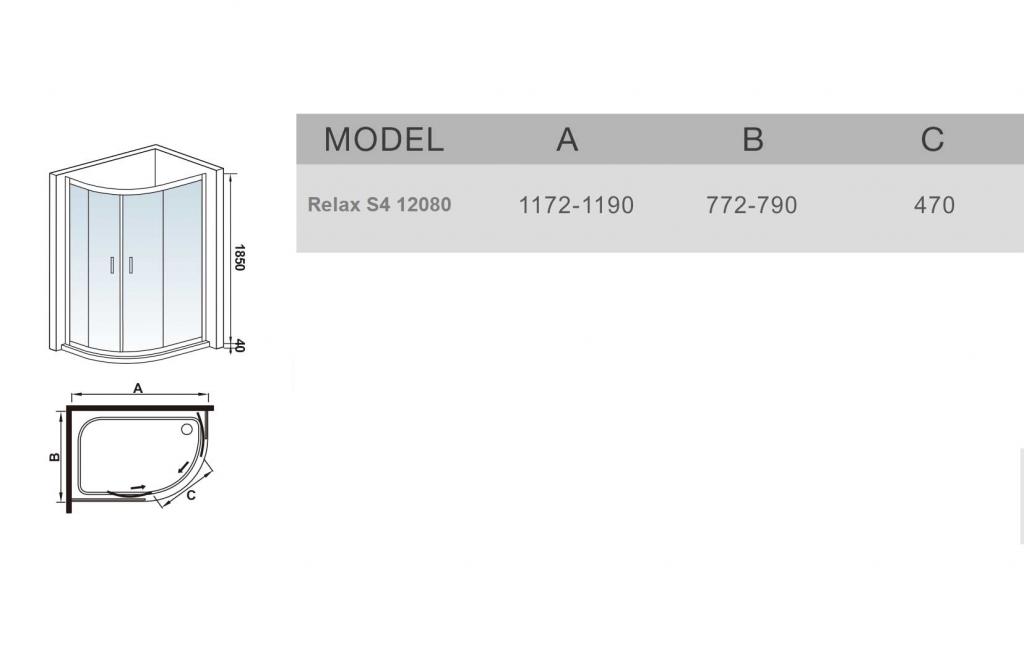 H K - Čtvrtkruhový sprchový kout RELAX S4 120x80 cm s posuvnými dveřmi včetně sprchové vaničky z litého mramoru- levá varianta, výplň sklo - grape (SE-RELAXS412080/THOR12080Q-L-19)