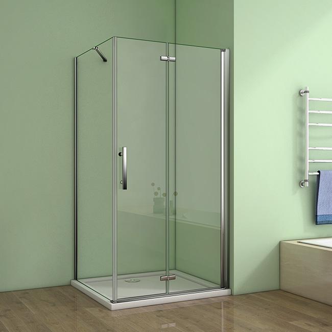 H K Obdélníkový sprchový kout MELODY 90x80 cm se zalamovacími dveřmi včetně sprchové vaničky z litého mramoru SE-MELODYB89080/SE-ROCKY9080