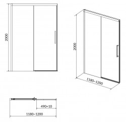 CERSANIT - Sprchové posuvné dveře CREA 120x200, čiré sklo (S159-007), fotografie 8/4