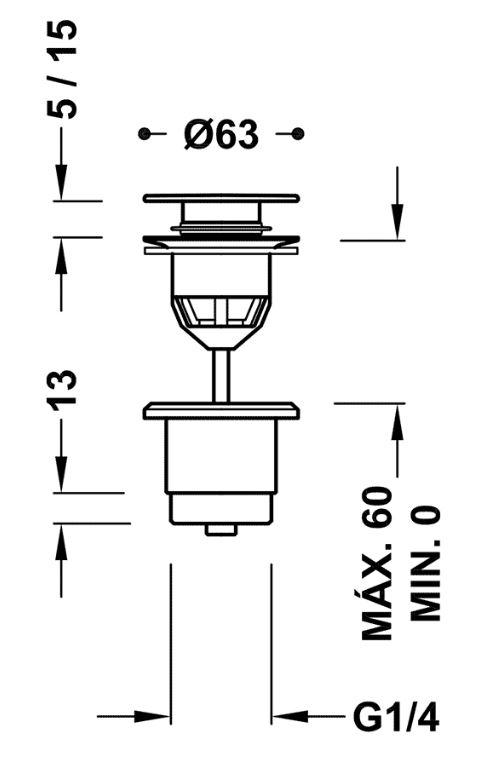 TRES - Umyvadlový ventilzátka O 63 mm CLICK-CLACK (24284001NM)