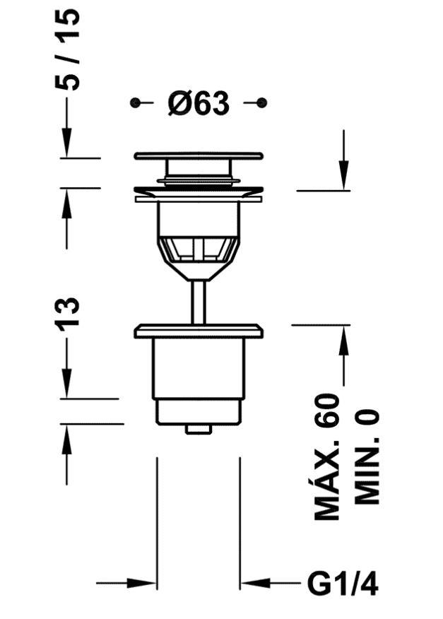 TRES - Umyvadlový ventilzátka O 63 mm CLICK-CLACK (24284001VE)